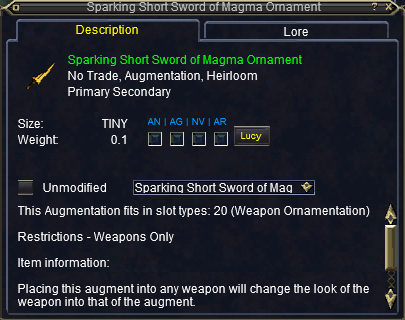 Sparking Short Sword of Magma Ornament