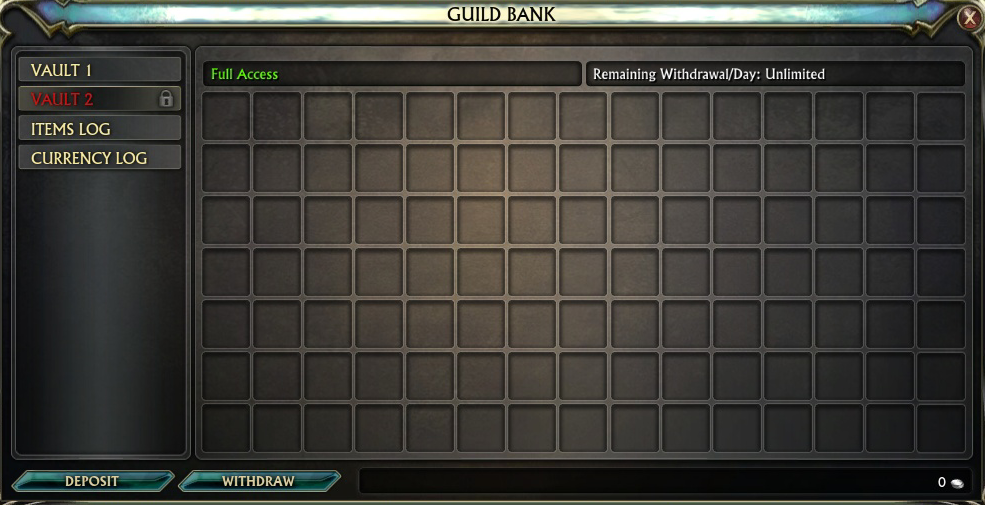 The Guild Bank Interface Window