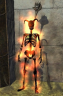 a flaming horned skeleton