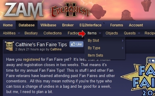 Access our EQII Items database.