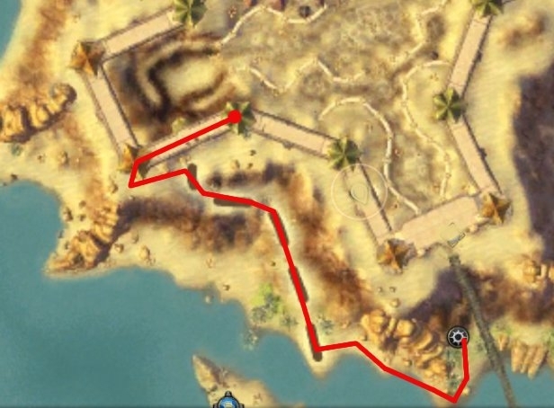 map from Veiled bastion to Flatyard wall camp