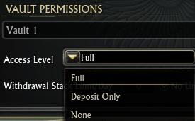 Dropdown choices for vault permissions