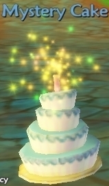 Mystery cake goes *poof* (result of using item)