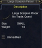 Thumbnail of Large Scorpion Pincer item window 2017