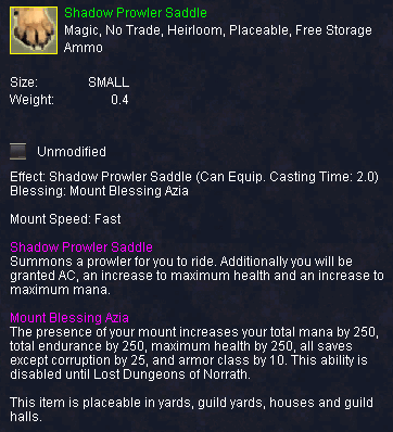 Shadow Prowler Saddle :: Items :: EverQuest :: ZAM