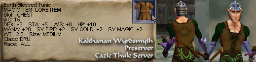 Earth Blessed Tunic Items Everquest Zam