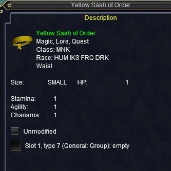 Yellow Sash of Order :: Items :: EverQuest :: ZAM