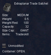 Extraplanar Trade Satchel :: Items :: EverQuest :: ZAM