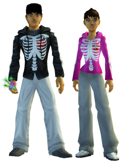 Boy and girl skeletal hoodies