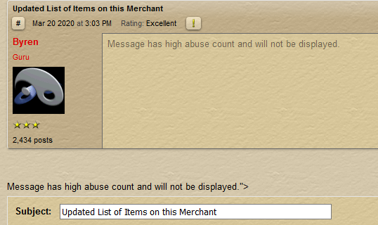 Message has high abuse count and will not be displayed.