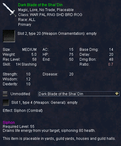 Dark Blade of the Shai`Din :: Items :: EverQuest :: ZAM